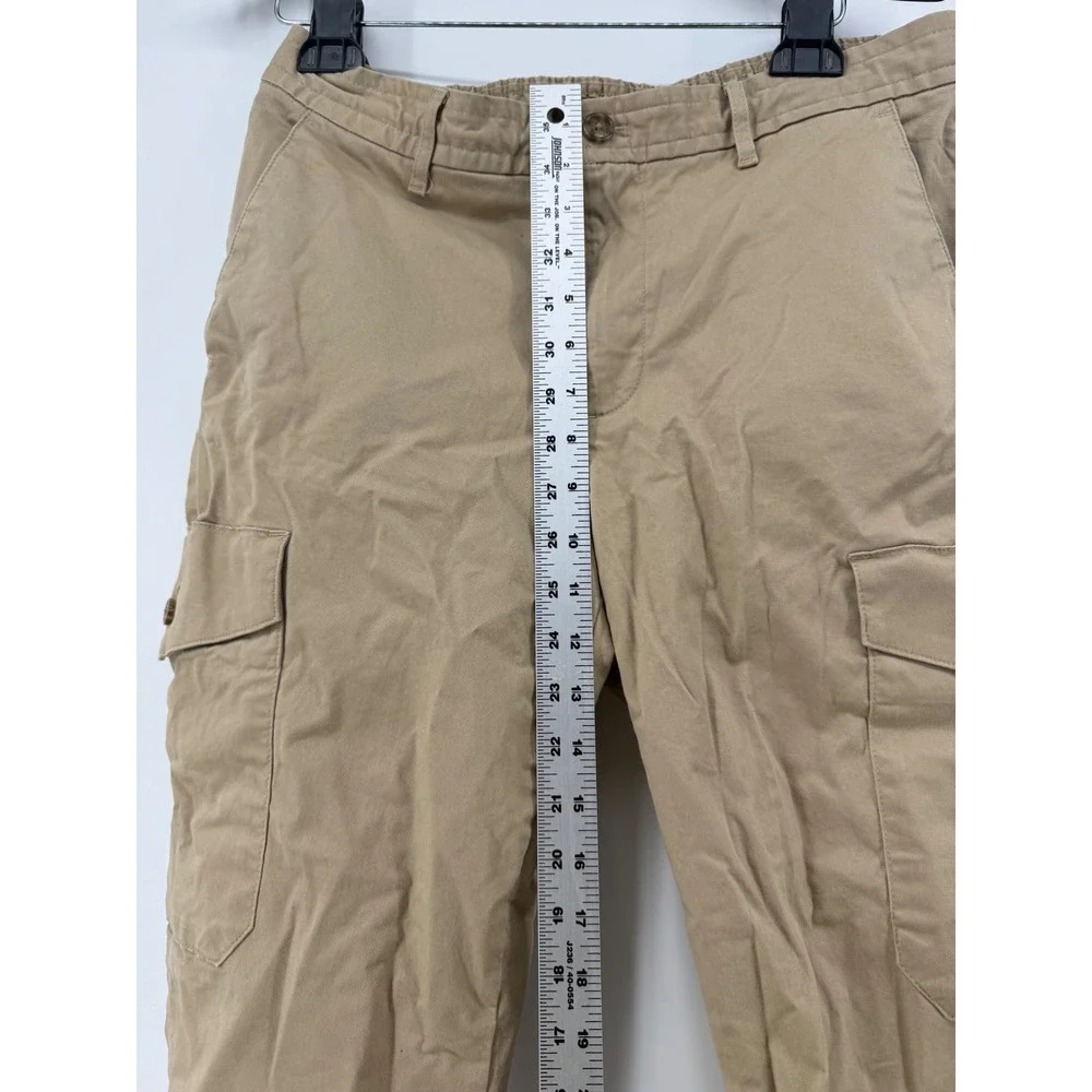 Michael Kors Men Khaki Cargo Pants Tan 32/30 CR3301W6W8 Elastic Waist Drawstring